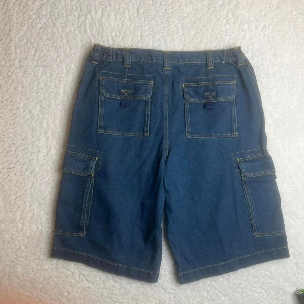 Y2K boulder creek men's blue baggy‎ cargo jorts skater grunge utility 36